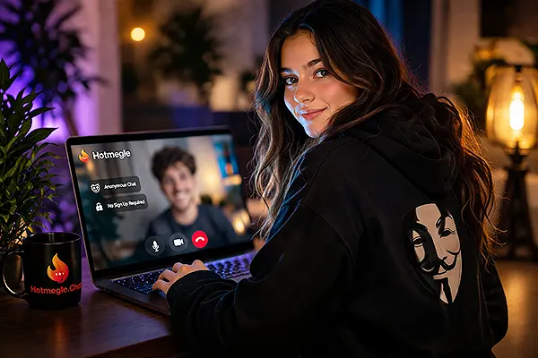 User using Hotmegle for anonymous video chat without registration